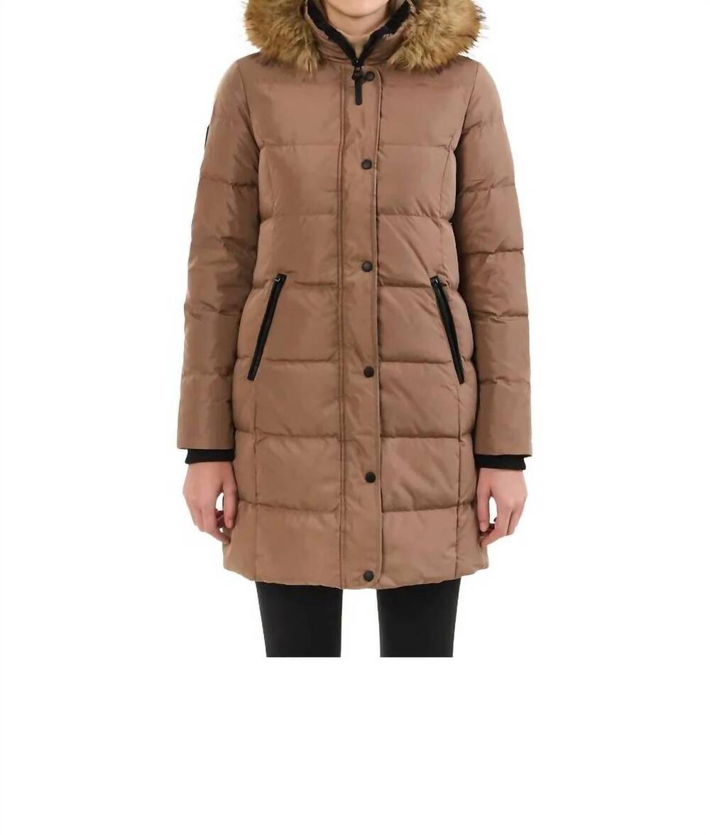 NEW RUDSAK maya puffer jackets in taupe